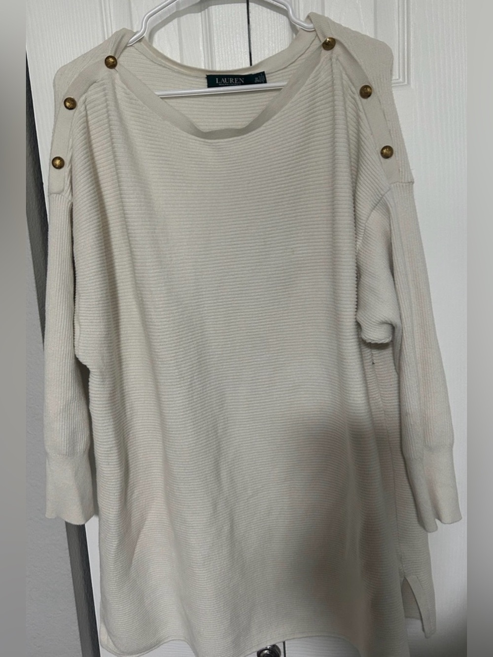 Lauren ‘Ralph Lauren’ Ripped Knit Crewneck Sweater